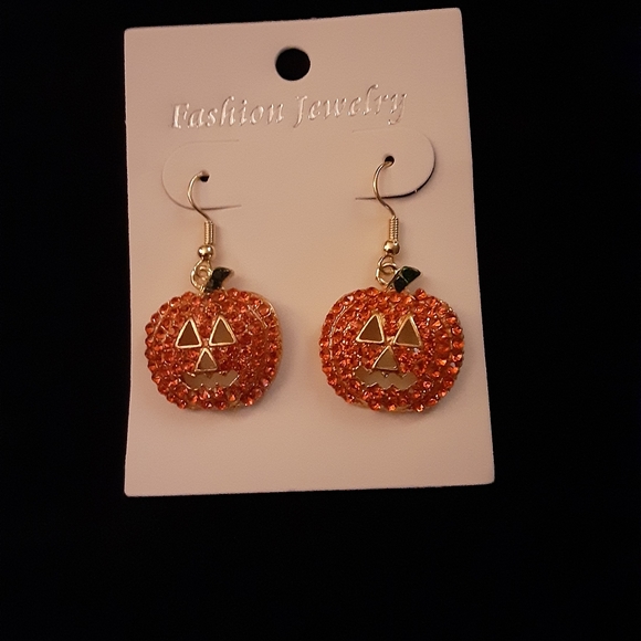 Jack O Latern Rhinestone Earrings - Picture 5 of 5